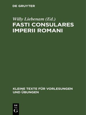 cover image of Fasti Consulares Imperii Romani